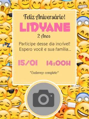 Convite de Aniversário Emoji com Foto para Editar Online