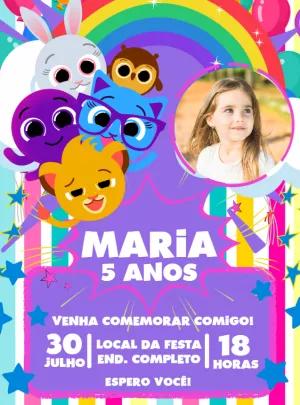 Convite Aniversário Bolofofos com Foto para Editar Online