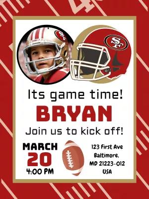 49ers Football Birthday Invitation with Photo | Edit Online