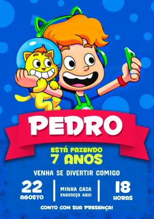 Convite Aniversário Gato Galáctico para Editar Online