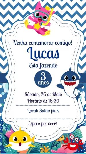 Convite de Aniversário Bebe Tubarão para Editar Online