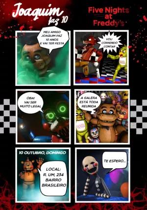 Convite Aniversário Five Nights at Freddy's Quadrinhos para Editar