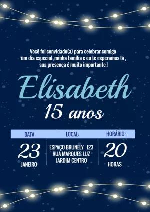 Convite de 15 Anos Elegante com Luzes para Editar Online