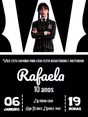 Convite de Aniversário Wandinha Addams para Editar Online
