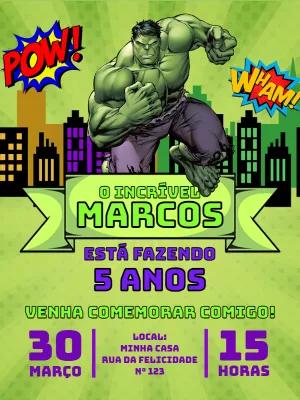 Convite Aniversário do Incrível Hulk para Editar Online