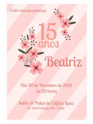 Convite 15 Anos Floral Rosa Delicado para Editar Online