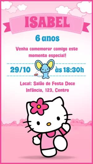 Convite de Aniversário Hello Kitty para Editar Online