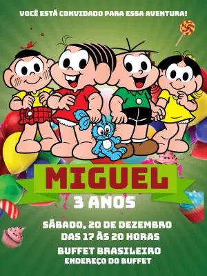 Convite de Aniversário Turma da Mônica para Editar Online