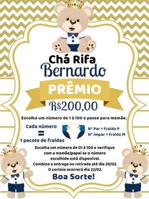 Convite Chá Rifa Ursinho Príncipe para Editar Online