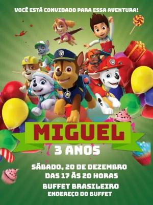 Convite de Aniversário Patrulha Canina Editável Online