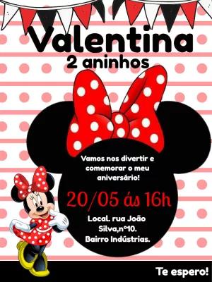 Convite de Aniversário Minnie Mouse Vermelha para Editar Online