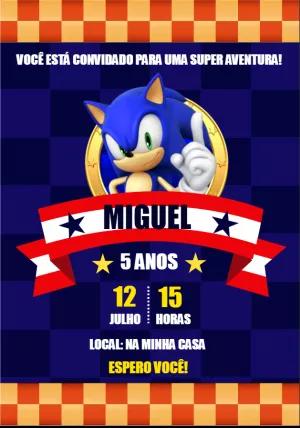 Convite de Aniversário do Sonic Editável Online