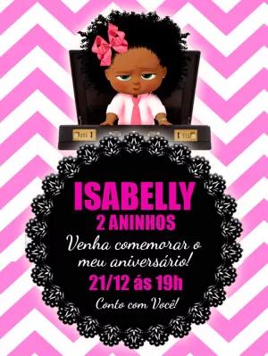Convite Aniversário Poderosa Chefinha Negra para Editar Online