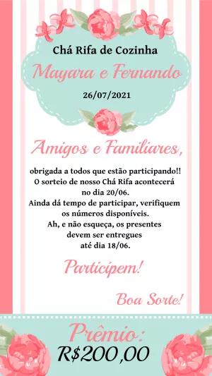Convite Chá Rifa de Cozinha Floral Delicado para Editar Online