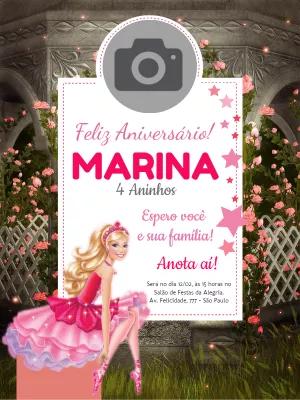 Convite de Aniversário Barbie com Foto para Editar Online