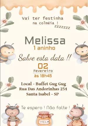 Convite Aniversário Abelhinha Delicado para Editar Online