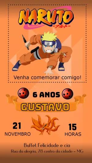 Convite de Aniversário Naruto para Editar Online