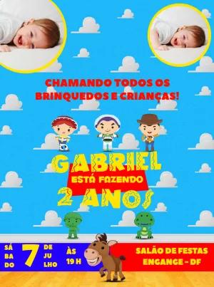 Convite Aniversário Toy Story com Foto para Editar Online
