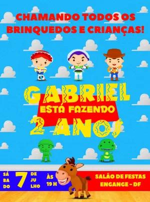 Convite Aniversário Toy Story com Personagens para Editar