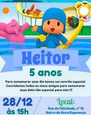 Convite de Aniversário Pocoyo na Piscina para Editar Online