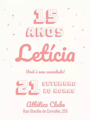 Convite 15 Anos Rosa Minimalista para Editar Online