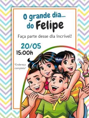 Convite de Aniversário Turma da Mônica Jovem para Editar