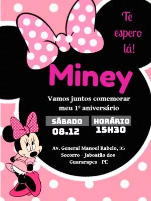 Convite Aniversário Minnie Rosa para Editar Online