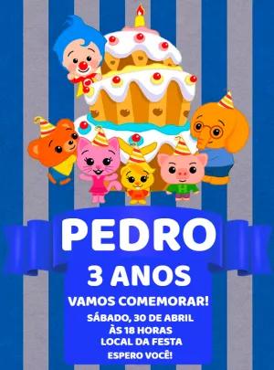 Convite Aniversário Plim Plim e Amigos para Editar Online