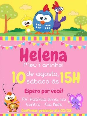 Convite Aniversário Galinha Pintadinha Rosa para Editar Online