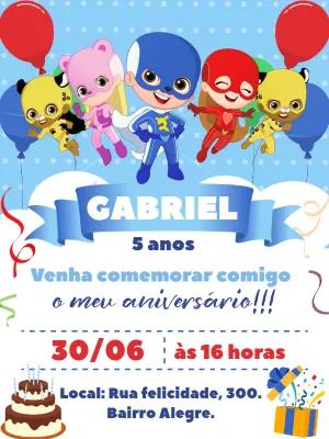 Convite de Aniversário Os Aventureiros para Editar Online