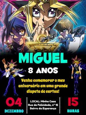 Convite de Aniversário Yu-Gi-Oh! com Personagens para Editar