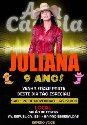 Convite Aniversário Ana Castela Country para Editar Online