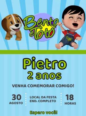 Convite de Aniversário Bento e Totó para Editar Online