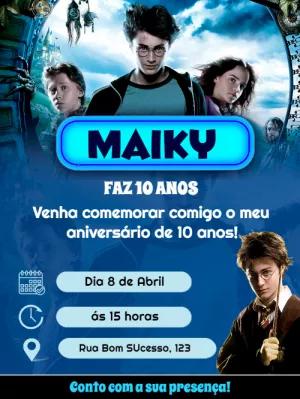 Convite de Aniversário Harry Potter com Personagens para Editar
