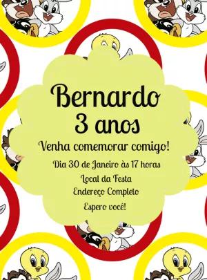 Convite de Aniversário Looney Tunes Baby para Editar Online