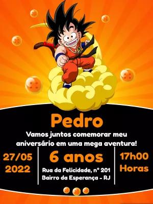 Convite de Aniversário Goku Dragon Ball para Editar Online