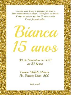 Convite de 15 anos Dourado Luxuoso para Editar Online