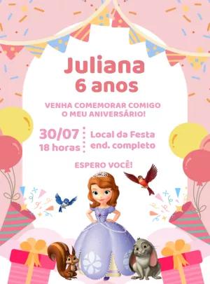 Convite de Aniversário Princesinha Sofia para Editar Online