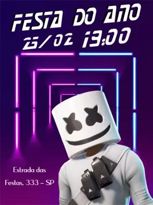 Convite Aniversário DJ Marshmallow para Editar Online