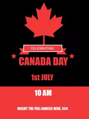Editable Canada Day Invitation with Maple Leaf to Edit