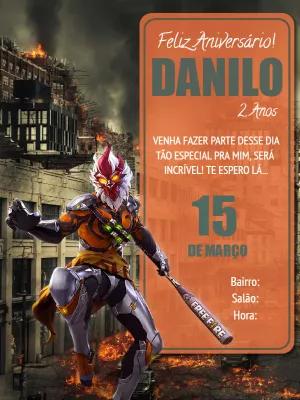 Convite de Aniversário Free Fire para Editar Online e Imprimir