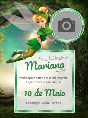 Convite de Aniversário Tinker Bell com Foto para Editar