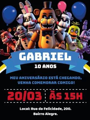 Convite de Aniversário Five Nights at Freddy's para Editar