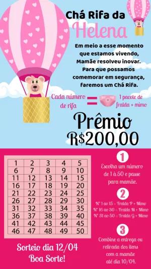 Convite Chá Rifa Ursinha Baloeira para Editar Online