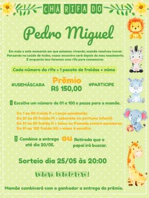 Convite Chá Rifa Safari com Animais para Editar Online