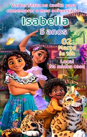Convite de Aniversário Encanto com Personagens para Editar