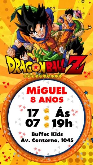 Convite de Aniversário Dragon Ball Z com Goku para Editar Online