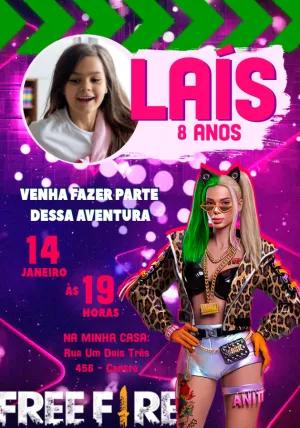 Convite de Aniversário Free Fire com Foto para Editar Online