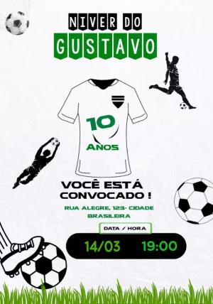 Convite Aniversário Futebol com Camisa de Time para Editar Online