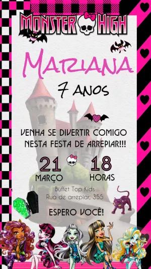 Convite de Aniversário Monster High para Editar Online